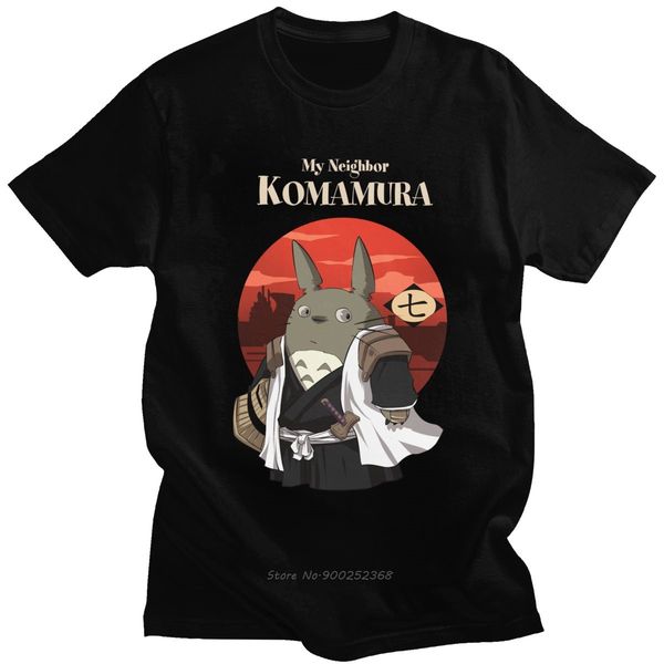 

funny my neighbor totoro t shirt mens pure cotton japan anime samurai t-shirt o- neck short sleeves graphic tee harajuku