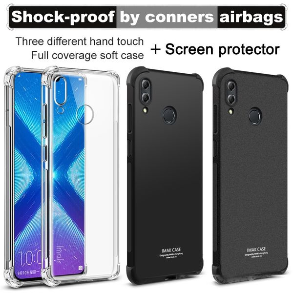 

10pcs/lot wholesale imak shock resistant case airbag version soft tpu phone case for huawei honor 8x with screen protector