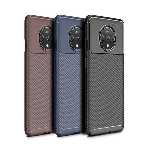 

luxury anti-fall tpu carbon fiber phone back cover frosted concise smart phone protective case for one plus 7t
