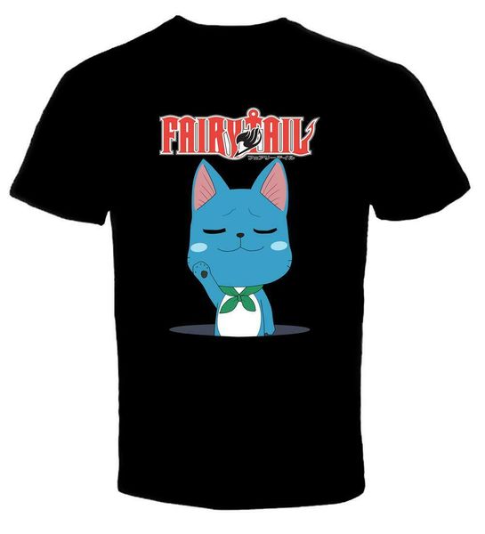

new fairy tail anime happy new t-shirt usa size em1 cotton hip-hop tee shirt