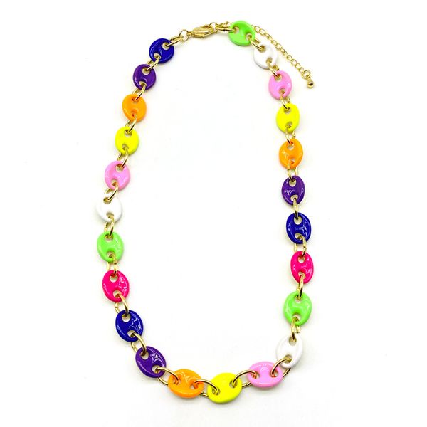 

classical design colorful enamel pig nose chokers for ladies, Golden;silver