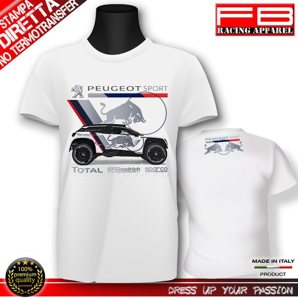 

2019 new summer cool tee shirt t-shirt france car 3008 2019 dkr peru bolivia argentina rally car cotton t-shirt