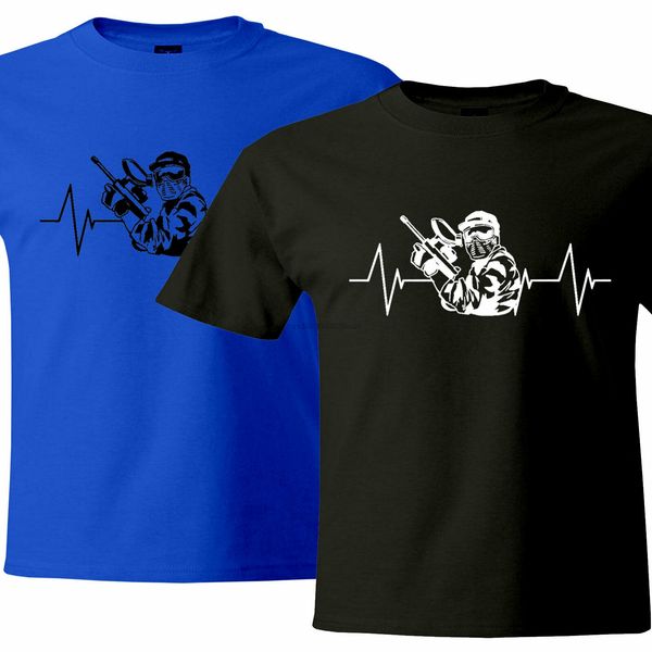 

heartbeat paintball shooting sports gift hobby player mens tee t-shirt