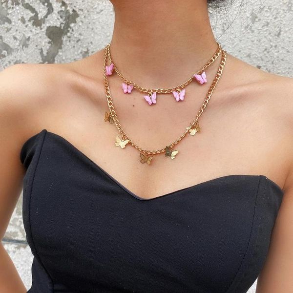 

kmvexo bohemian cute butterfly pendant choker necklace for women clavicle chain 2020 fashion female girls choker gothic jewelry, Silver