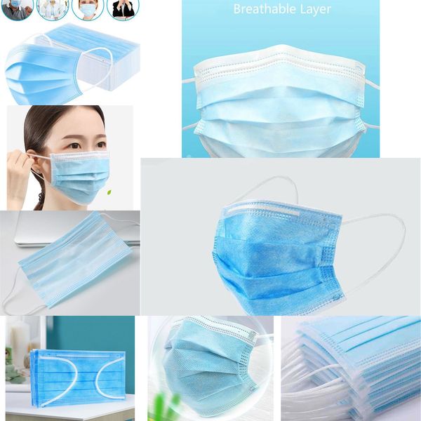 

dust proof mask safety breathable face mask 50 blue non woven mask for salon home use and office#4531