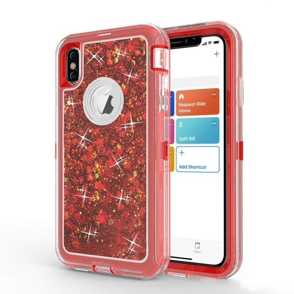 

luxury glitter liquid women case for iphone xr case 3in1 heavy duty shockproof full body protection cover for iphone xr