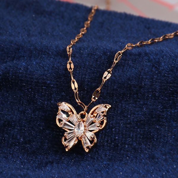 

cz butterfly necklaces for women girls gold color charm pendant necklace jewelry cubic zirconia birthday party gift bijoux femme, Silver