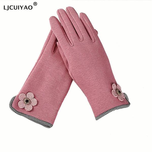 

ljcuiyao women winter wool gloves elegant warm plush bow touched screen glove mittens cashmere gloves selling, Blue;gray