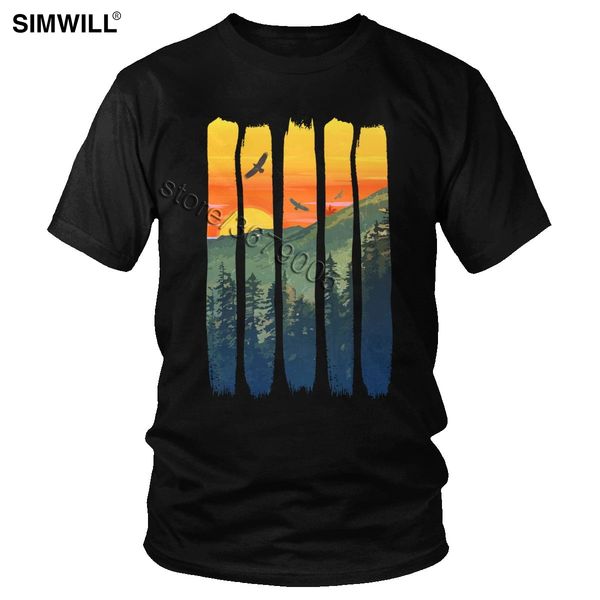 

nesting eagles by the summer mountain sunset t shirt fashion cotton graphic t-shirts men short sleeve round neck casual tee