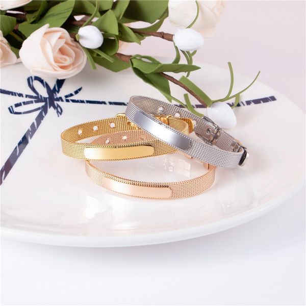 

tennis somsoar jewelry mesh stianless steel bracelets silvering/gold/rose gold bangles as fashionable accessories, Golden;silver