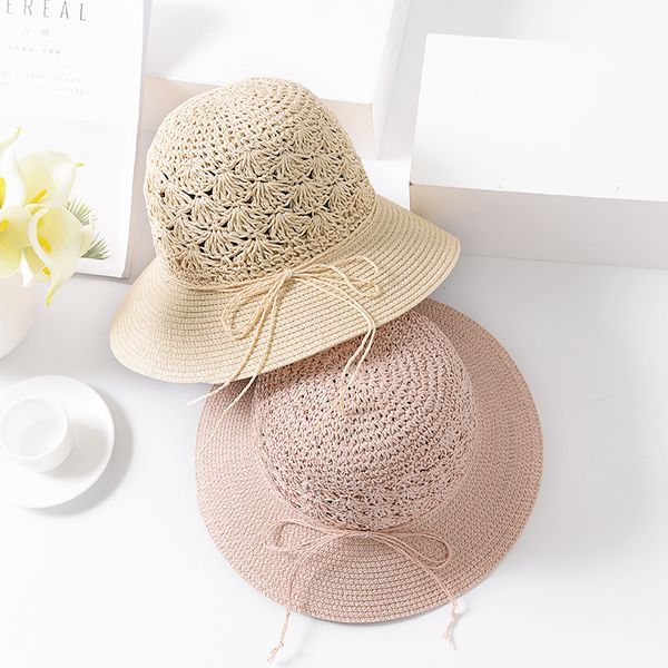 

wide brim hats ladies hollow breathable shade straw hat summer holiday leisure handmade beach, Blue;gray