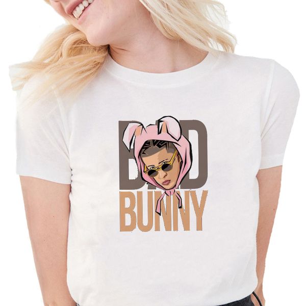 

harajuku t shirt for women rapper bad bunny fashion ropa mujer 90s streetwear t-shirty damskie camisetas manga corta mujer