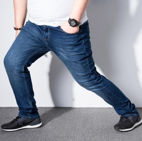 

men's jeans trousers stretch large size large size 6xl 7xl 8xl 9xl autumn classic casual jeans home 44 46 48 elastic, Blue