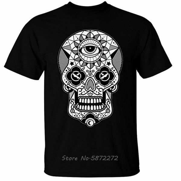 

sugar skull t-shirt candy men casual printing tshirt summer cotton o-neck tees