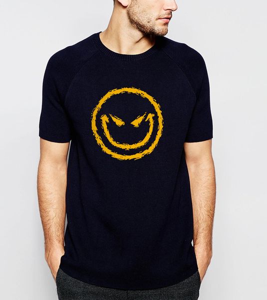 

evil's smile face personality men t-shirts 100% cotton comfortable casual cartoon t shirt hip hop style o-neck tees s-3xl
