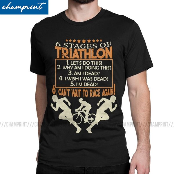 

men 6 stages of triathlon funny triathlete gift t shirts race run bike swimming sport clothing leisure tees big size t-shirt