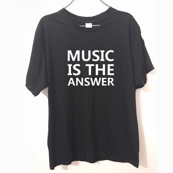 

music is the answer t shirt cotton casual funny shirt for male men women white black tee