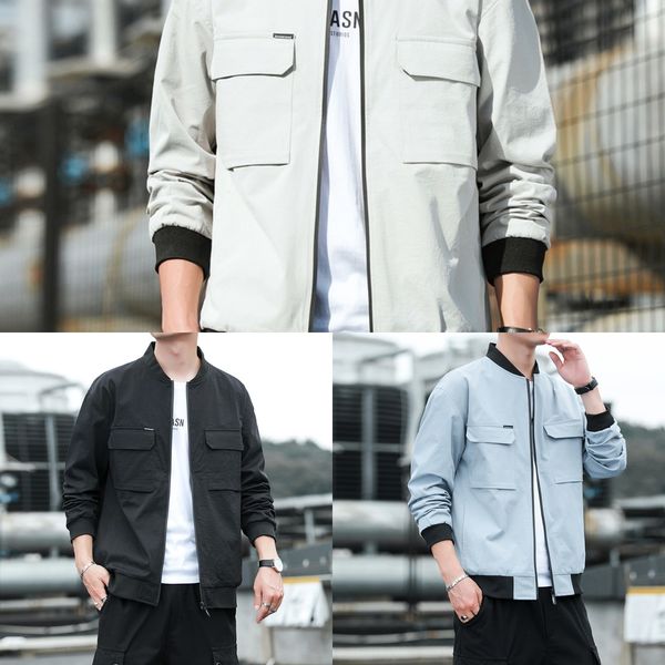

fashion simple spring and autumn casual overalls overallsovercoat overallsmen's baseball collar men's jacket korean style overalls, Blue