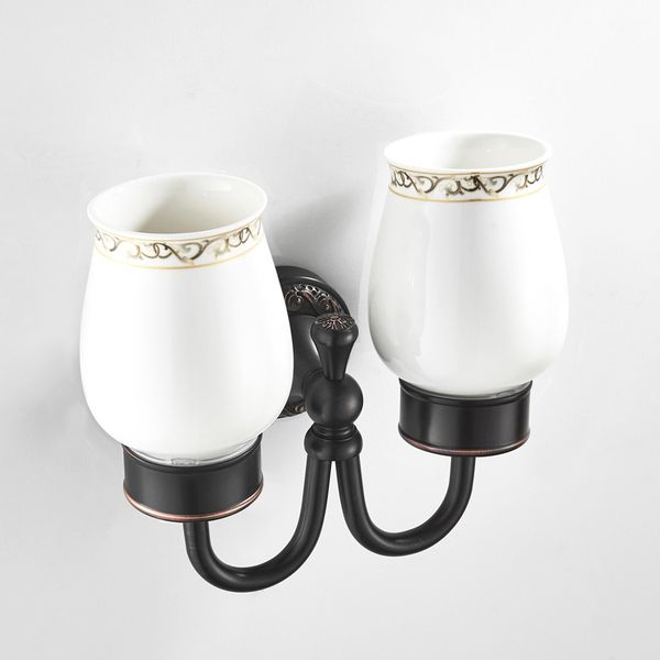 

double toothbrush tumbler holder - brass never rust - for bathroom & kitchen