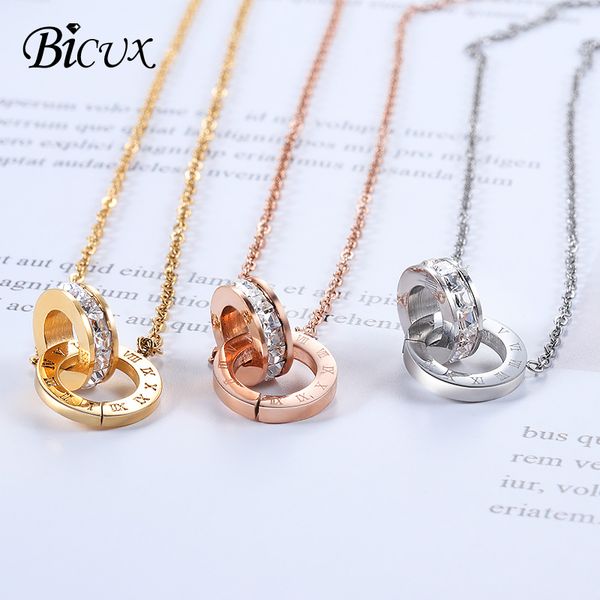 

bicux vintage roman numeral crystal pendant necklaces for women fashion korean geometric link chain necklace ethnic jewelry gift, Silver