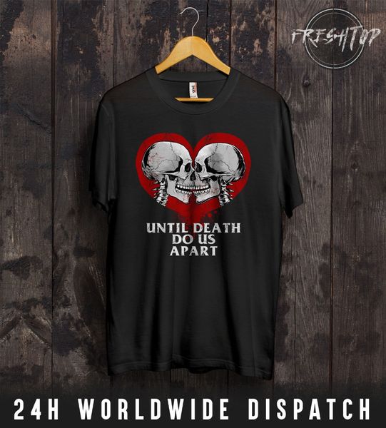 

2020 fashion summer t shirt heart skeleton t-shirt valentines day lovers couple skull rock metal gift wife tee shirt 2020 new