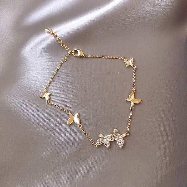 

charm bracelets 2021 jewelry light luxury zirconia butterfly bracelet for women, Golden;silver