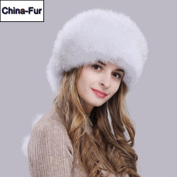 

women winter natural real fur hat warm soft fluffy genuine fur cap girls luxurious good quality real bomber hats, Blue;gray