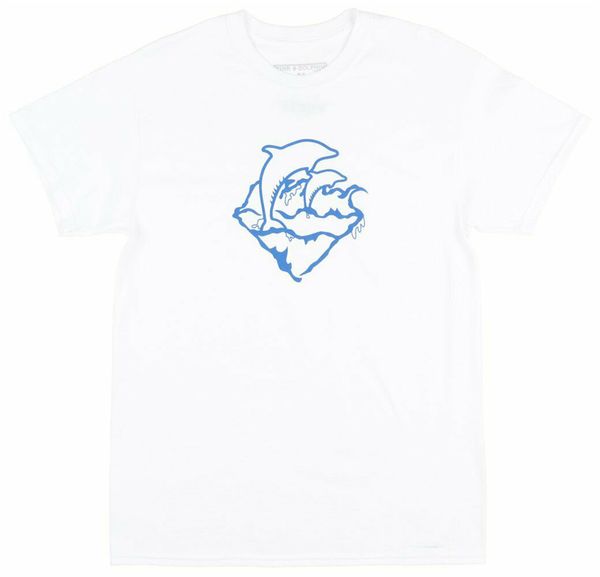 

pink dolphin wave emblem t-shirt streetwear mens whiteblue new funny tee shirt