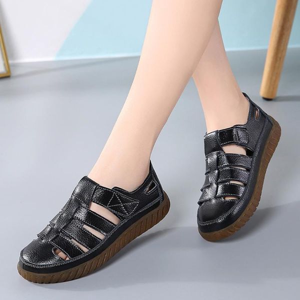

2020 women's sandals fashion retro solid color shoes women outdoor casual beach sandals ladies flat shoes soft, Black