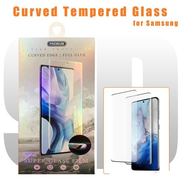 

case friendly tempered glass screen protector for s20 plus note 10 s10 5g s7 edge s9 protector film glue on edge screen protector with box