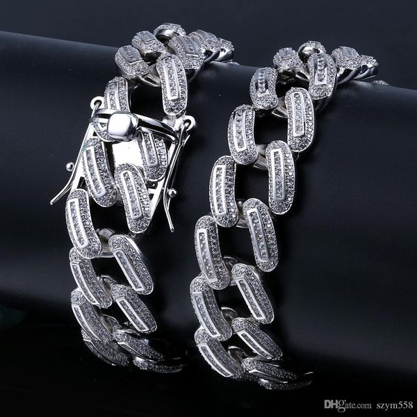 

iced out chains hip hop full diamond nail pendant necklace micro cubic zirconia copper pendant set diamond 18k miami cuban llink chain