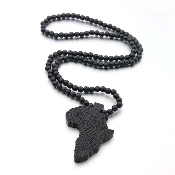 

chains wooden africa necklace pendant & chain african map gift for men/women ethiopian jewelry trendy accessories, Silver