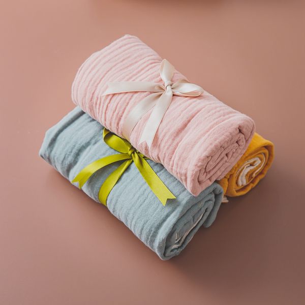 

blankets & swaddling 1pc baby born cotton soft blanket bath gauze solid color swaddle towel fabric muslin pography prop product