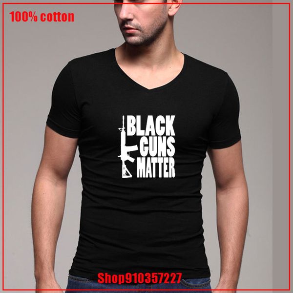 

black guns matter father's day gift v-neck man t-shirt man plus size cotton t shirt 180 gsm combed cotton unique apparel