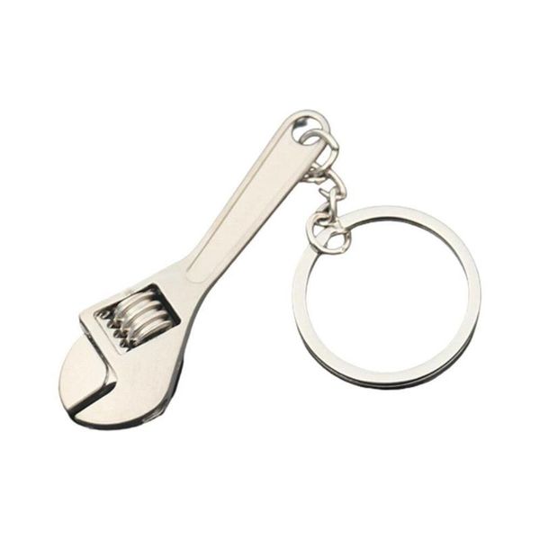 

wrench keychain stainless steel car key ring high-grade simulation spanner key chain keyring keyfob tools novelty, Silver