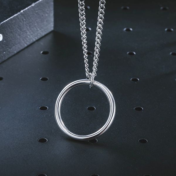 

men's necklace chain stainless steel chain necklace pendant jewelry the neck simple male long circle for men accessorie, Silver