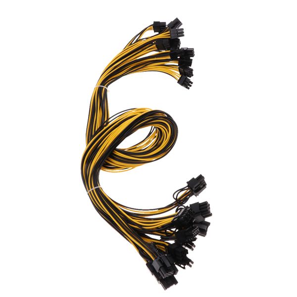 

12pcs pci-e 6pin to 6+2pin cables 27.5inch length(70cm) male to male for gpu