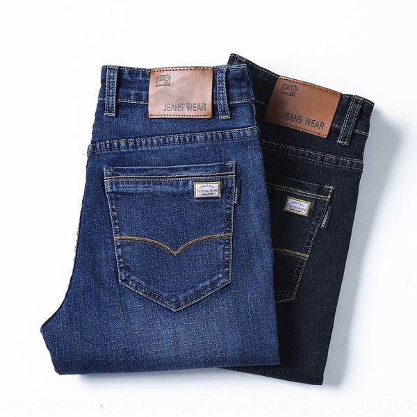 

spring and summer new jeans men's straight slim casual jeansjeans and jeansfit elastic business casual pants youth men's pants uy9, Blue