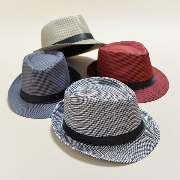 

beanie/skull caps factory wholesale striped small hat jazz lovers men and women british houndstooth sun, Blue;gray