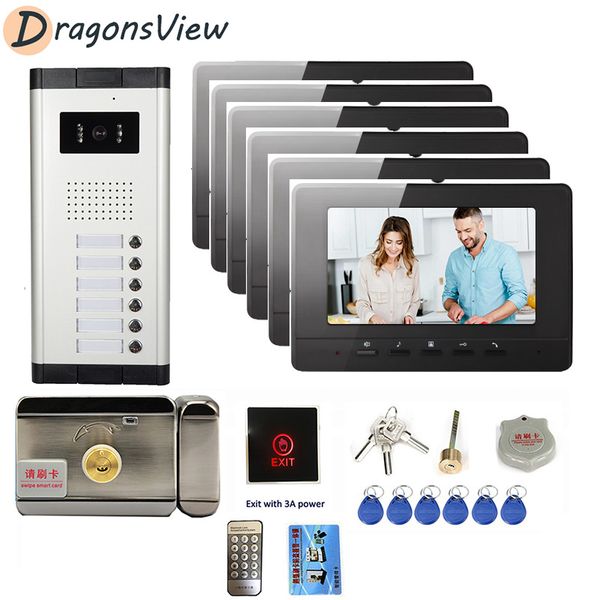 

video door phones phone for apartment 2/3/4/5/6 intercom 1000 tvl system kit 7 inch monitor with electronic lock access control