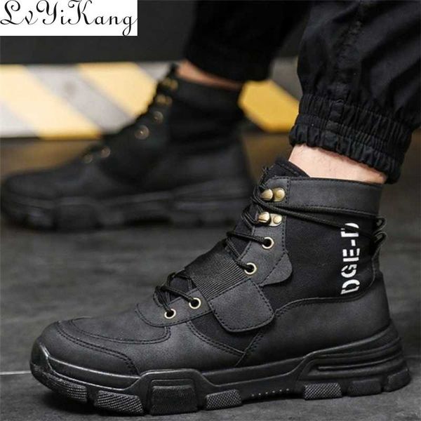 

boots 2021 autumn winter men high comfortable tactical desert combat outdoor shoes ankle boots39-44, Black