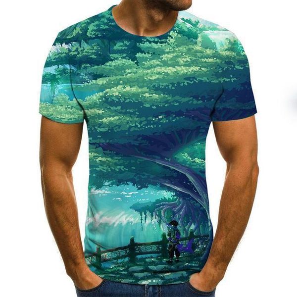 

3d anime landscape print man woman o collar 3d man 3d print shirts oversized graphic aesthetic men clothing