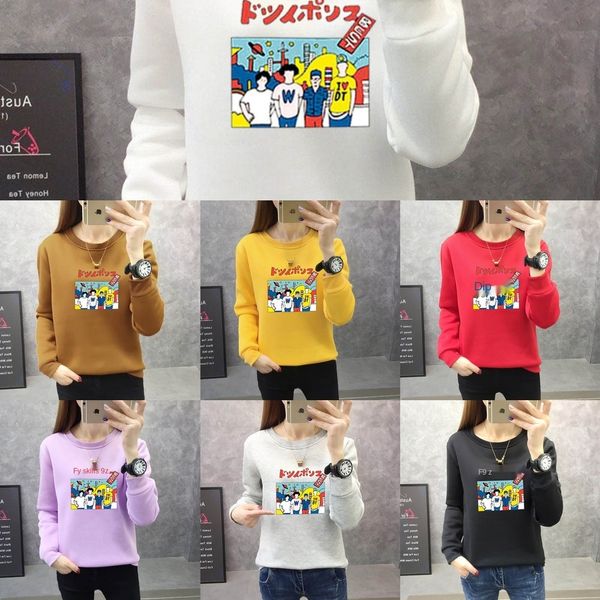 

2020 autumn and winter korean style student women's loose coat sweatersweater sweater large size women's cartoon fleece coat wppzx, Black