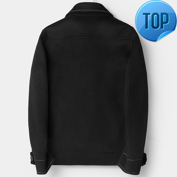 

autumn wool spring coat men fashion short handmade man jacket double-sided woolen mens overcoat coats 81z8801 kj2252, Black