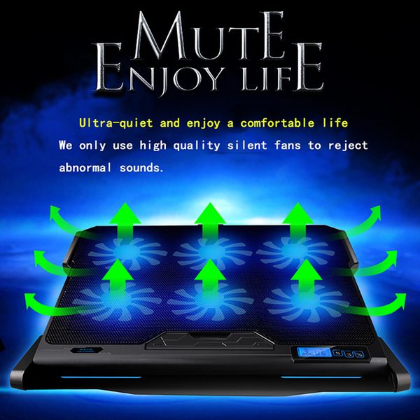 

laptop cooler 2 usb порта и шесть led вентилятор охлаждения охлаждающего подставка для ноутбука подставки для ноутбука со светом ок-дисплеем