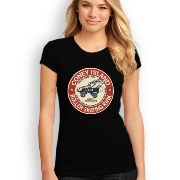 

coney island roller skating rink logo t-shirt black white