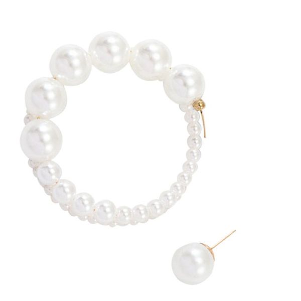 

1 пар круглого кольцо pearl серьга vintage простого pearl earbob мадам леди, Golden;silver