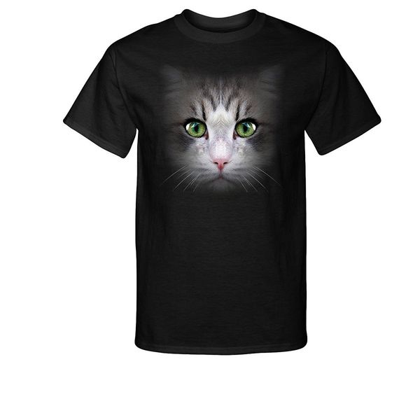 

2019 мода хлопок tee shirt мода cat face green eyes животные t-shirt