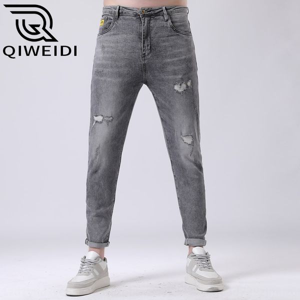

qi weidi 2020 new men's slim fit all-match and pants and jeans stretch handsome tight jeans men's pants 20mqn, Blue