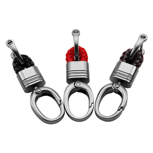 

metal braided leather rope keyrings handmade waven key chains key car pendant ring keychains accessories, Silver